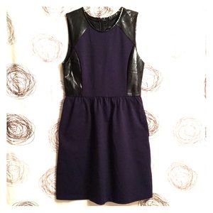 Navy and black leather dress